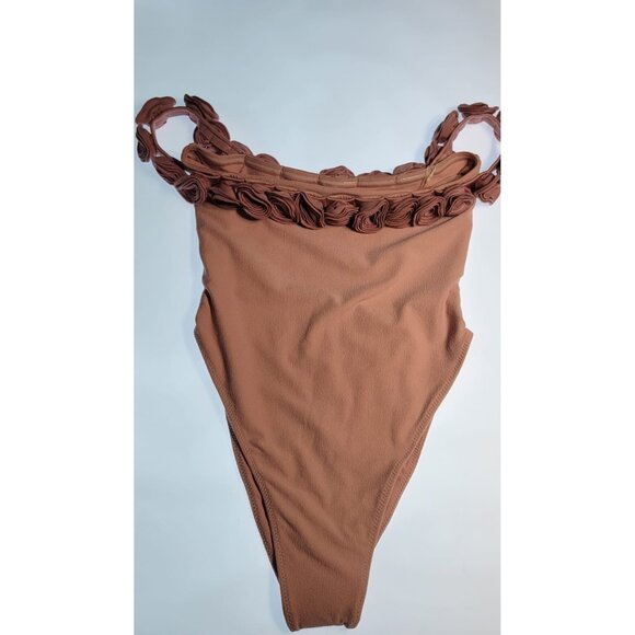 SAME LOS ANGELES One-Piece Swimsuit Womens Size Medium Rose Off Shoulder - Picture 8 of 16